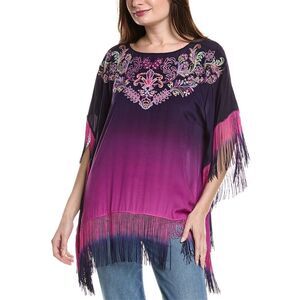 Johnny Was Womens Alani Silk Poncho, Purple